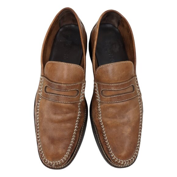 Tan Brown Leather Slip-On Penny Loafers - Picture 3 of 13
